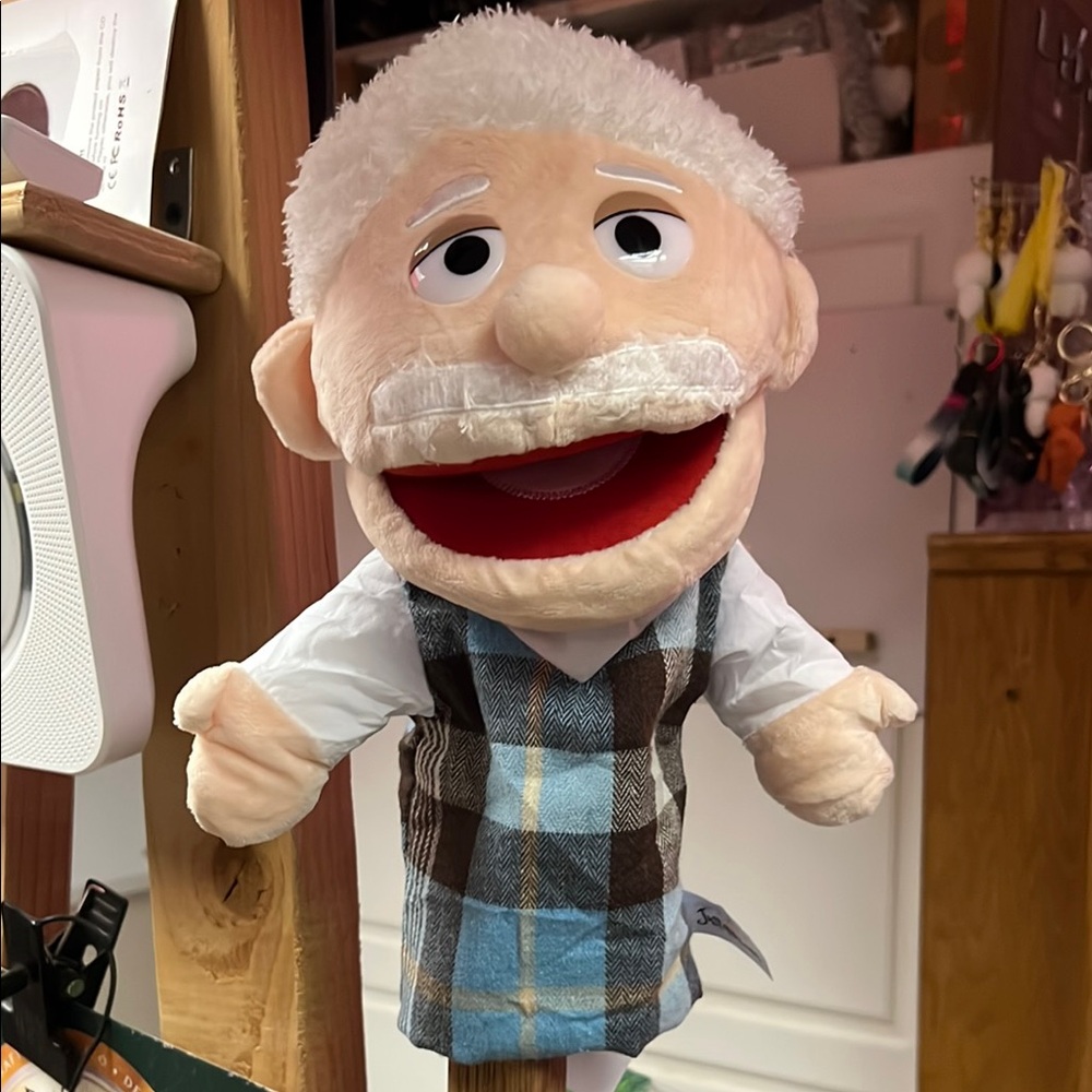 #1032 Papa Sprinkles puppet with Blue Plaid Vest